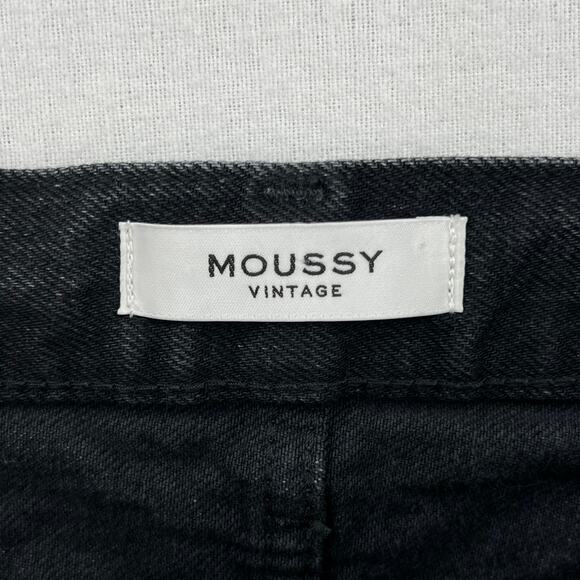 MOUSSY VINTAGE Staley Tapered Straight Leg Jeans Women 26 Black Cropped Distress - Picture 13 of 16